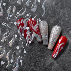 1pc Christmas Nail Sticker 3D Gold Glitter Snowflake Elk Penguin Bells Design Adhesive Nail Slider Decals Winter Manicure Decor* (Online Order Only)