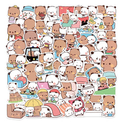 50PCS Cartoon Anime Kawaii Bear And Panda Stickers Waterproof PVC for Water Bottle Laptop Skateboard Scrapbook Luggage Kids Toys (ONLINE ORDER ONLY)