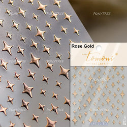 Punk Star Shiny Laser Five-pointed Star White Black Pink Hollow Out Delicate Sparkle Adhesive Nail Art Stickers Manicure Decals (ONLINE ORDER ONLY)