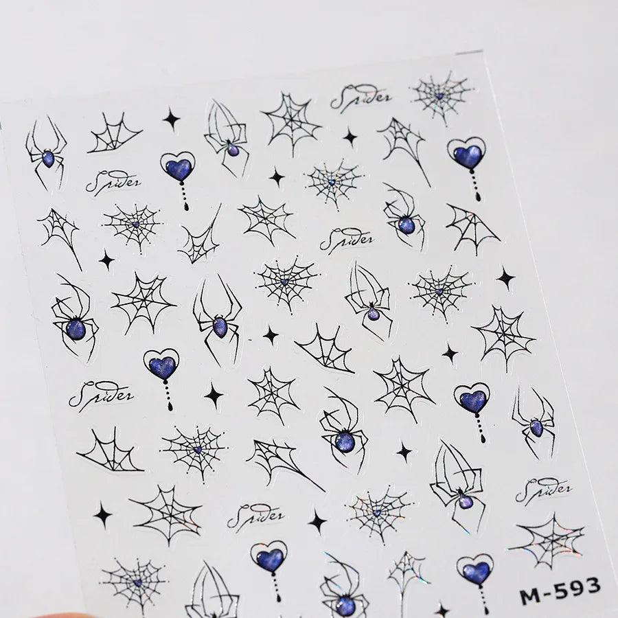 Cat Eye Shiny Blue Purple Spider Cross Love Heart Star Snake Web Jelly Thrilling Nail Art Stickers Manicure Decals Halloween (ONLINE ORDER ONLY)