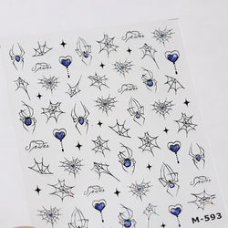 Cat Eye Shiny Blue Purple Spider Cross Love Heart Star Snake Web Jelly Thrilling Nail Art Stickers Manicure Decals Halloween (ONLINE ORDER ONLY)