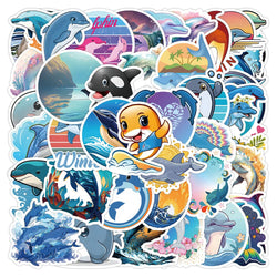 Cute Dolphin Cartoon Stickers for Laptop, Suitcase, Guitar, Phone - 10/30/50/100pcs (ONLINE ORDER ONLY)