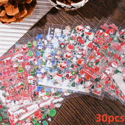 12pcs Cute Christmas Nail Decals Santa Claus Elk Penguin Snowman Cartoon Nail Stickers 3D Self-adhesive Sliders Manicure Decor * (Online Order Only)