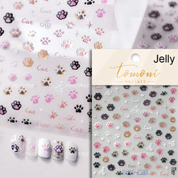 Lovely Green Pink Cherry Pudding Claw Paw Love Heart Bowknot Soft Embossed Reliefs Adhesive Nail Art Stickers Manicure Decals (ONLINE ORDER ONLY)