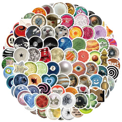 10/30/50/100PCS Funny Cartoon Ins Style Round Stickers Graffiti Decals Waterproof Notebook Phone Bike Guitar Fridge Kids Toys (ONLINE ORDER ONLY)