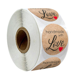 100-500pcs Handmade With Love Sticker Round Kraft Paper Adhesive Labels Baking Wedding Decoration Party Decoration Stickers (ONLINE ORDER ONLY)