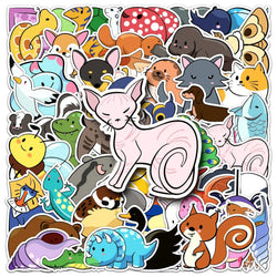 50Pcs Animal Pen Cartoon Waterproof Vinyl Stickers for Skateboard Snowboard (Online Order Only)