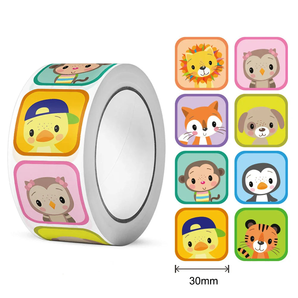 300pcs/Roll Cute Animal Motivational Stickers for Kids Reward & Self-Adhesive Labels for Elementary Students Stationery Stickers (ONLINE ORDER ONLY)