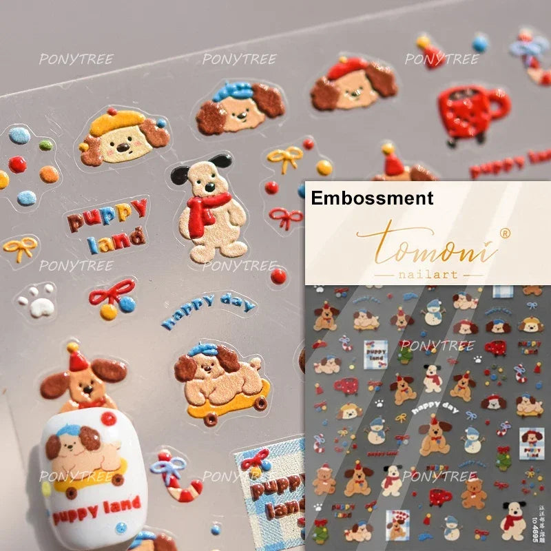 Santa's Hat Candy Santa Claus Christmas Tree Bell Elk 5D Self Adhesive Nail Art Stickers Button Snowflake Cherry Manicure Decals (ONLINE ORDER ONLY)