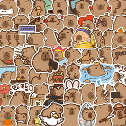 Capybara Cartoon Stickers Pack - Cute, Aesthetic, DIY Laptop & Phone Decor (Online Order Only)