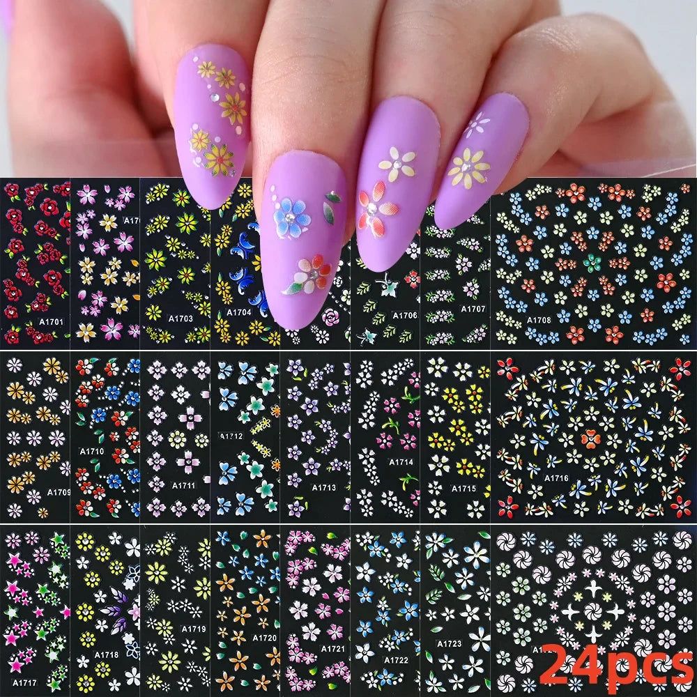 30pcs 3D Daisy Design Nail Art Sticker Set Acrylic Sanding Colorful Floral Decals Self-Adhesive Nail Art Supplies DIY Manicure * (ONLINE ORDER ONLY)