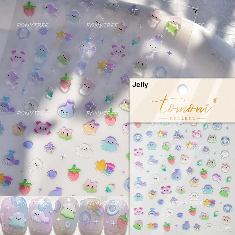 Summer Beach Bikini Watermelon Strawberry Ice Cream Soda Coconut Tree Fan Juice Crab Nail Art Decoration Stickers Manicure Decal (ONLINE ORDER ONLY)