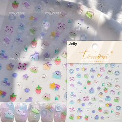 Colourful Jelly Rabbit Bunny Gummy Bear Cute Lollipop Soda Water Candy Snack Pudding Star Heart Nail Art Stickers Manicure Decal (ONLINE ORDER ONLY)