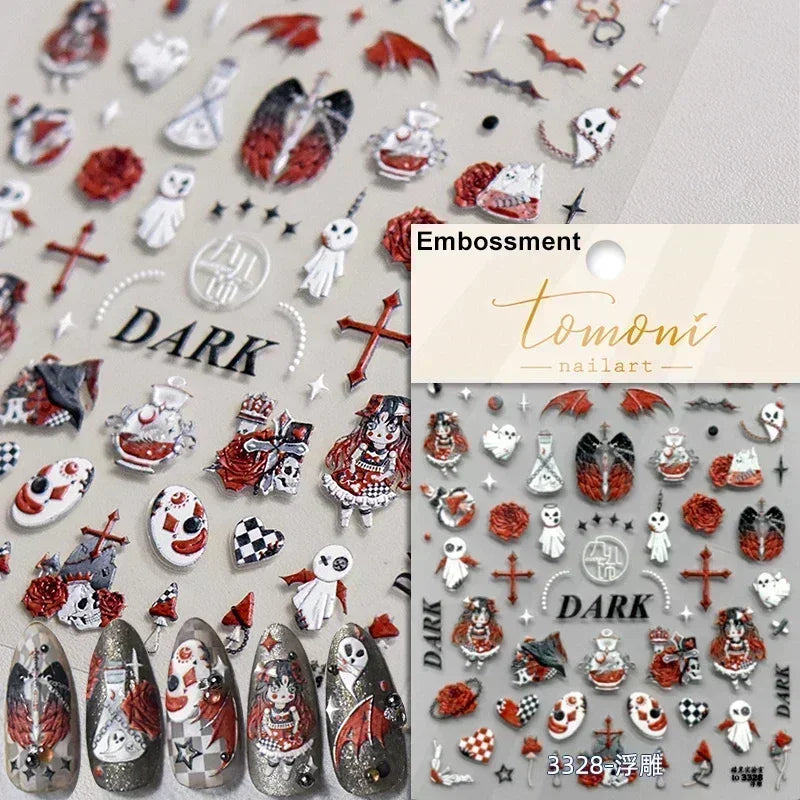 Cat Eye Shiny Blue Purple Spider Cross Love Heart Star Snake Web Jelly Thrilling Nail Art Stickers Manicure Decals Halloween (ONLINE ORDER ONLY)