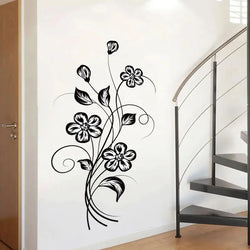 1 pc vibrant atmosphere Black Flower Wall Stickers Self Adhesive Art Wallpaper Decor Living Room Bedroom Removable  Vinyl Art (Online Order Only)