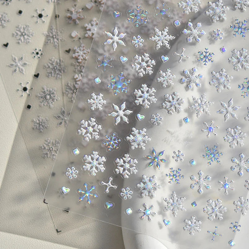 Bronzing Jelly Laser Snowflake Christmas Hot 5D Soft Embossed Relief Self Adhesive Nail Art Decoration Sticker 3D Manicure Decal (ONLINE ORDER ONLY)