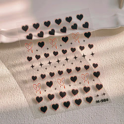 Black Punk Star Heart Laser Stroke Dark Wind Sexy Water Droplet Delicate Adhesive Nail Art Decorations Stickers Manicure Decals (ONLINE ORDER ONLY)