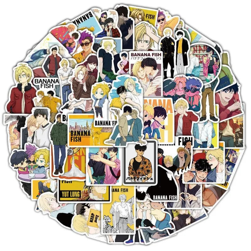 BANANA FISH Anime Stickers 50pcs for Laptop, Phone, Water Bottle, Scooter, Suitcase, Refrigerator (Online Order Only)