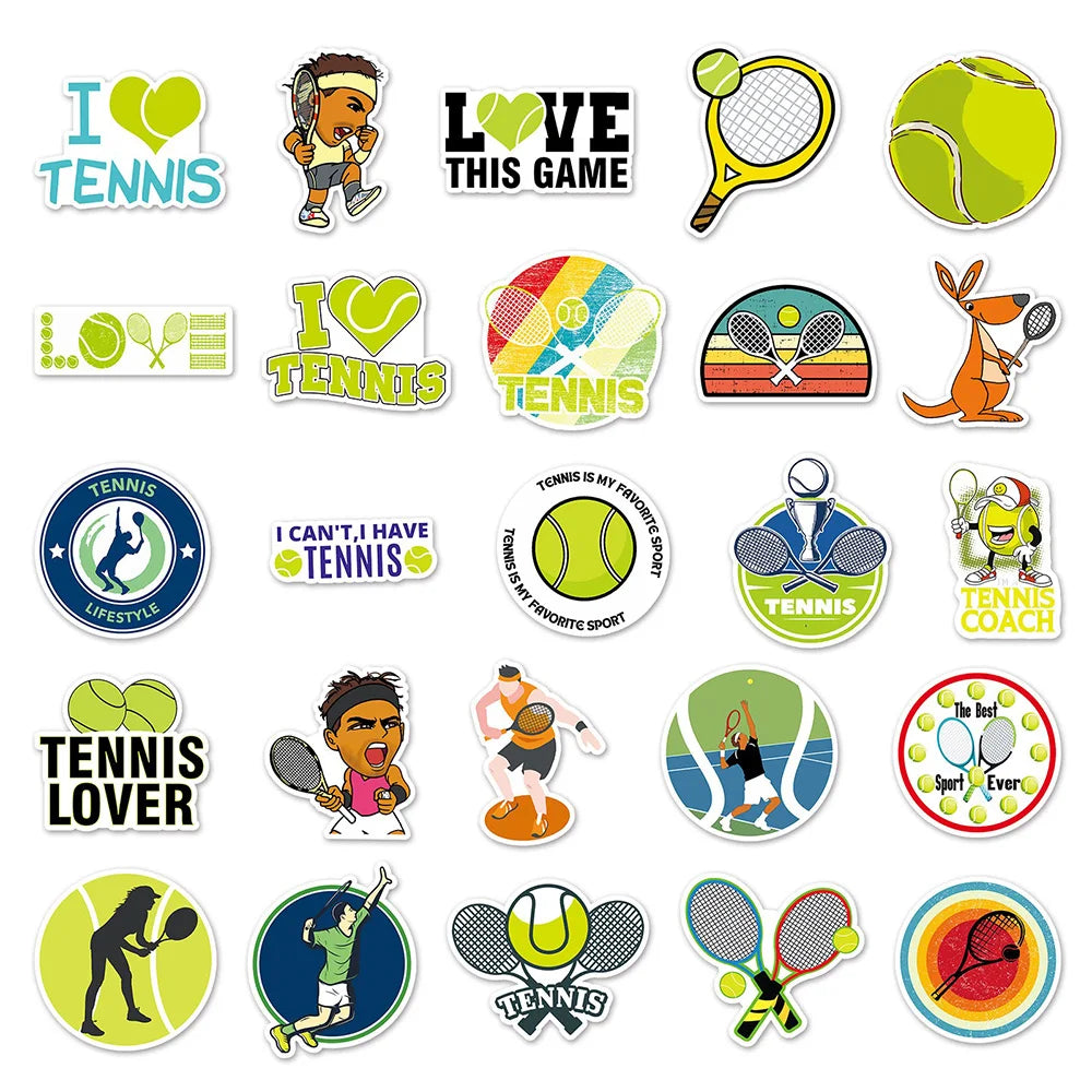10/30/50PCS Love Tennis Cartoon Sports Sticker Graffiti Travel Luggage Fridge Laptop Waterproof Cool Sticker Decal (ONLINE ORDER ONLY)