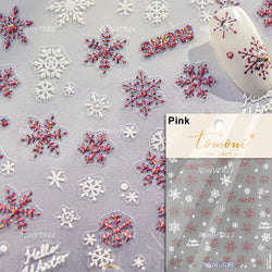 Shiny Pink Silver Hot Stamping Snow Adhesive Nail Art Sticker Snowflake Rhinestone Manicure Decal Nail Supplies for Professional (Online Order Only)