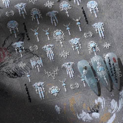 Yunjin Brocade Shawl Tassel Pendant Traditional Chinese Costumes and Ornaments Self Adhesive Nail Art Stickers Manicure Decals (ONLINE ORDER ONLY)