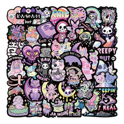 10/30/56PCS Cute Cartoon Halloween Gothic Horror Stickers Decals Skull Decals Decoration For Suitcase Notebook Laptop Fridge Car (ONLINE ORDER ONLY)