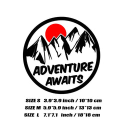 Adventure awaits  ,sun and mountains stickers  Vinyl Decals - For Cars, Trucks, Walls, Laptops, Windows, Motorcycles, (ONLINE ORDER ONLY)