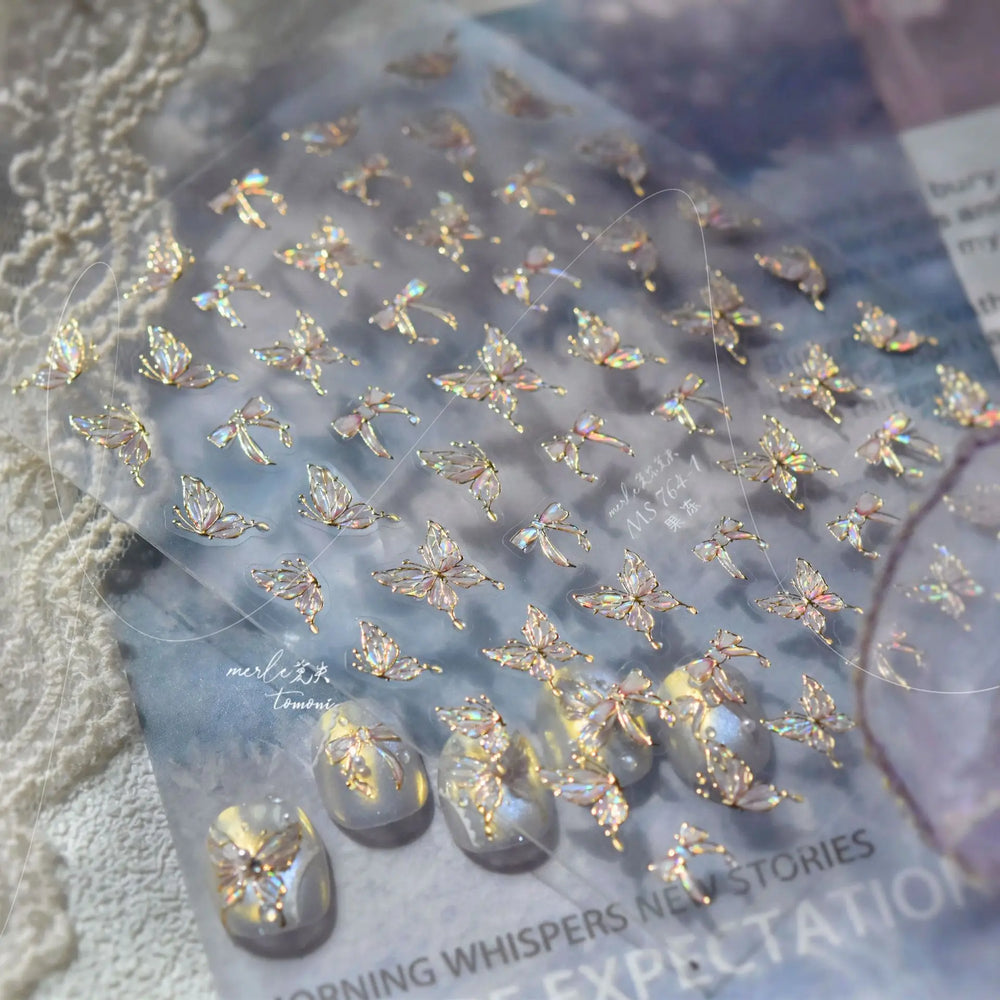 Bowknot Ribbon Butterfly Jelly Shiny Sparkling Delicate Charming Bow Tie 5D Nail Art Decorations Stickers DIY Manicure Decals (ONLINE ORDER ONLY)