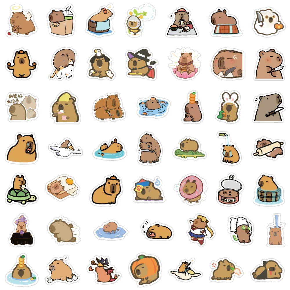 10/30/50/100pcs Kawaii Animal Capybara Graffiti Stickers Notebook Laptop Phone Suitcase Diary Waterproof Sticker for Kids Toys (ONLINE ORDER ONLY)