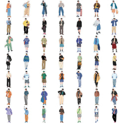 50PCS Boy Wear Fashion Man Stickers Pack DIY Skateboard Motorcycle Suitcase Stationery Stickers Phone Laptop Toy (Online Order Only)