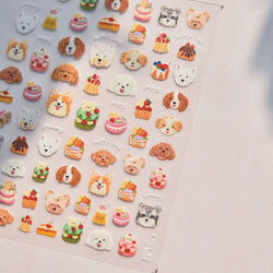 Cute Mango Dog Puppy Bear Bichon Blueberries Strawberry Cake Fruit Juice Desserts Corgi Adhesive Nail Art Sticker Manicure Decal (Online Order Only)