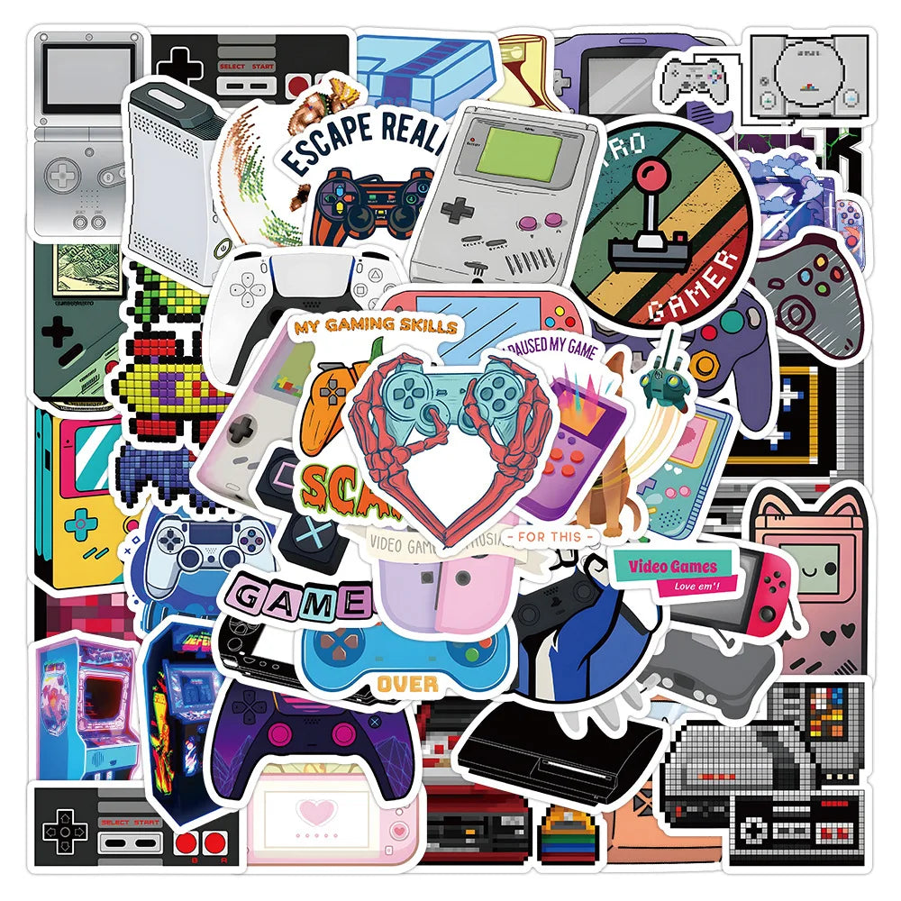 Retro Video Game Stickers for Gamer DIY - Gamepad, Suitcase, Phone, Laptop, Car, Skateboard (Online Order Only)