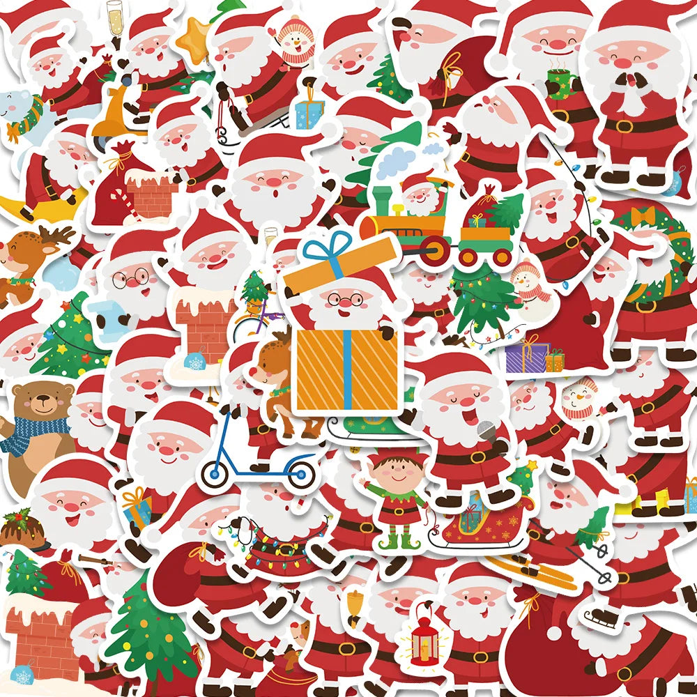 Christmas Santa Claus Stickers Skateboard Guitar Helmet Luggage Laptop Graffiti Kids Gifts (Online Order Only)