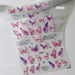 Chic Butterfly Flower Lily Lilium Narcissus Line Beautiful Blue Pearl Self Adhesive Nail Art Stickers Decorations Manicure Decal (Online Order Only)