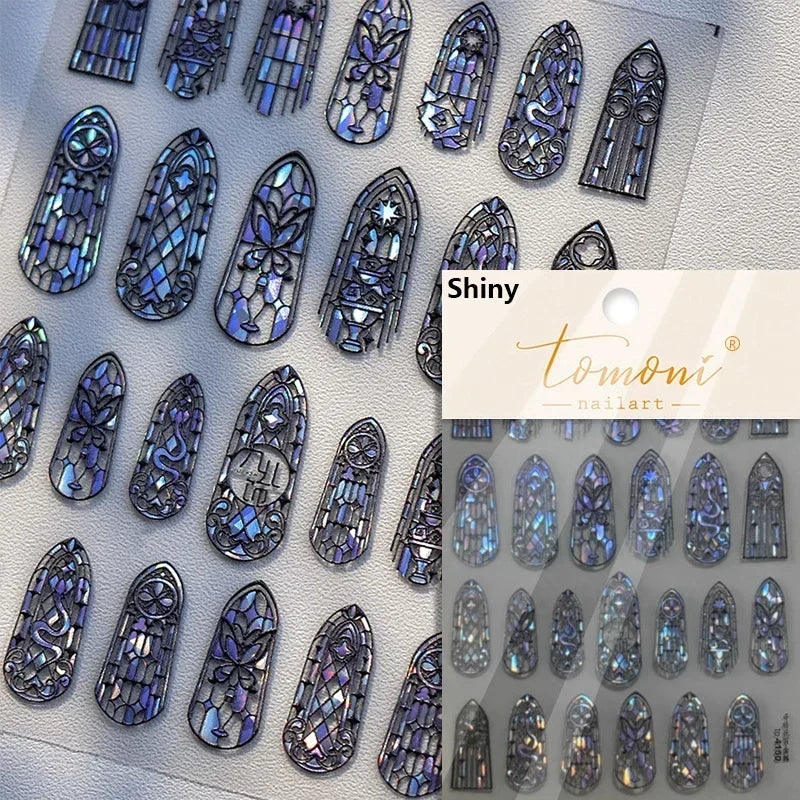 Retro Rose Gold Photo Frame Dried Flower Delicate Totem 3D Self Adhesive Nail Art Stickers 5D Shiny Rhinestone Manicure Decals (ONLINE ORDER ONLY)