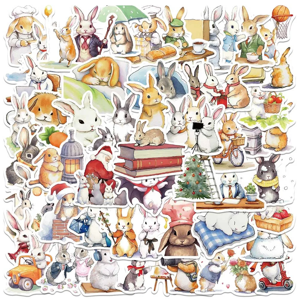 50PCS Bunny Rabbit Cartoon Stickers for Bike, Bottle, Suitcase, Scrapbooking, Gifts (ONLINE ORDER ONLY)
