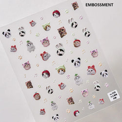 Lovely Dog Cat Animal Bunny 3D Soft Embossed Relief Self Adhesive Nail Art Stickers Cute Pretty Puppy Kitty Star Manicure Decals (ONLINE ORDER ONLY)