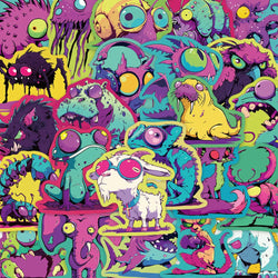 Retro Colorful Strange Creatures Stickers - Funny Waterproof Decals for Phone, Notebook, Guitar, DIY Aesthetic (Online Order Only)