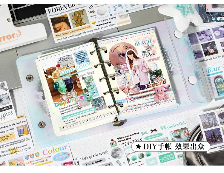 30piece/book Korean Ins Daydream Valley Series Cut Film Sticker Journal Phone Case DIY Scrapbooking Kawaii Decoration Stickers (ONLINE ORDER ONLY)