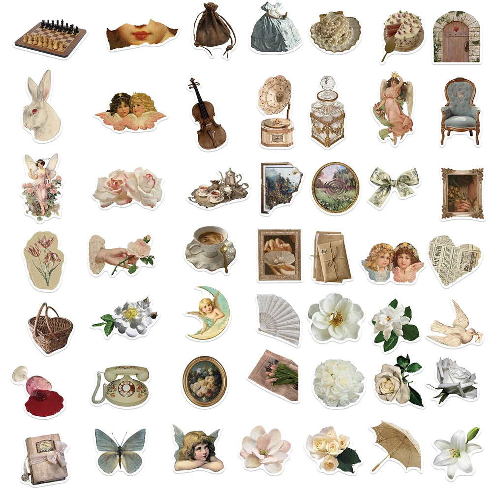 50Pcs Vintage Handbag Retro Stickers Aesthetic DIY Sticker Toys For Laptop Luggage Guitar Skateboard Helmet Art Decals (ONLINE ORDER ONLY)