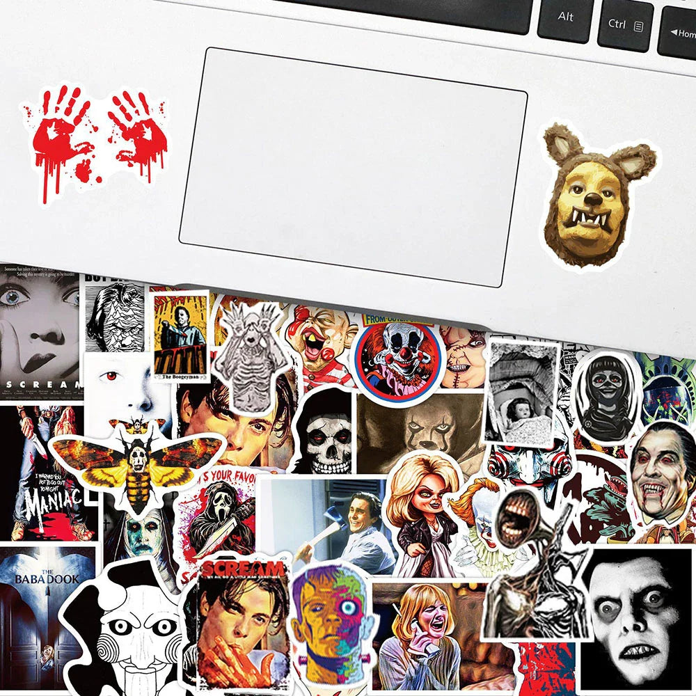 10/30/50/100pcs Cool Horror Movie Waterproof  Stickers Decals Skateboard Car Motorcycle Laptop Phone Bike Luggage Funny Sticker (ONLINE ORDER ONLY)