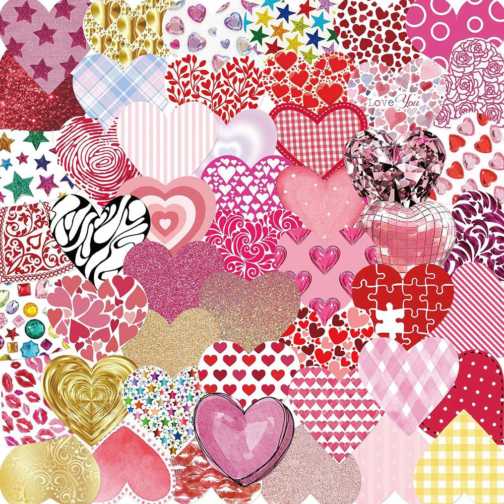 10/30/50PCS Pink Love Cute Heart Stickers Romantic Decals Graffiti Toys DIY Waterproof Phone Notebook Suitcase Bike Guitar Gifts (ONLINE ORDER ONLY)
