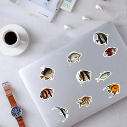 10/50Pcs Sea Fishes Animal Stickers Ocean World Plants Coral Jellyfish Cute Cartoon Waterproof Sticker Kids DIY Scrapbook Decals (ONLINE ORDER ONLY)