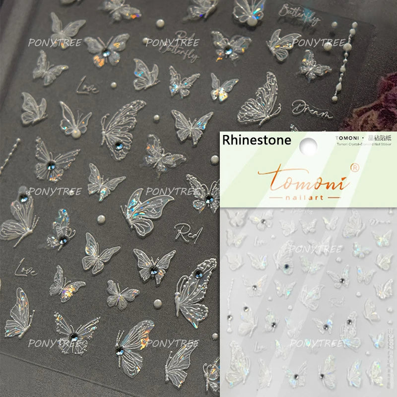 Transparent Purple Pink Gradient Wing Pinion Feather Housefly Wings Shiny Adhesive Nail Art Decoration Stickers Manicure Decals (ONLINE ORDER ONLY)
