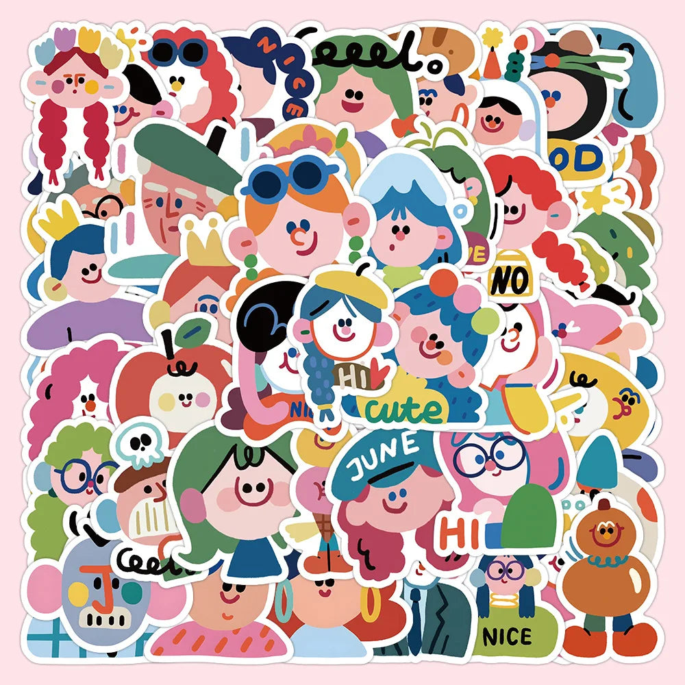 Kawaii Girl Cartoon Stickers for Phone Laptop Luggage Skateboard Decals (Online Order Only)
