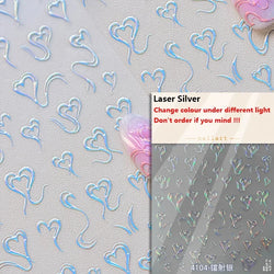 Flat Small Pink Brown Halo Dyeing Love Heart Geometric Leopard Shiny Jelly Chic Embossed Relief Nail Art Stickers Manicure Decal (Online Order Only)