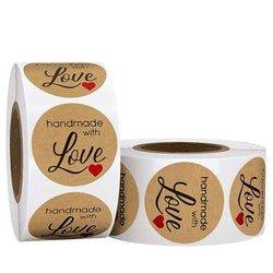 100-500pcs Brown Round Kraft Paper Sticker Handmade With Love Sticker Scapbooking For Envelope Seal Labels Stationery Sticker (ONLINE ORDER ONLY)