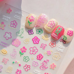 Wealthy Rich Snake Flower Coin Yuanbao Good Luck Blessing Fu Character Self Adhesive Nail Art Stickers Rhinestone Manicure Decal (ONLINE ORDER ONLY)