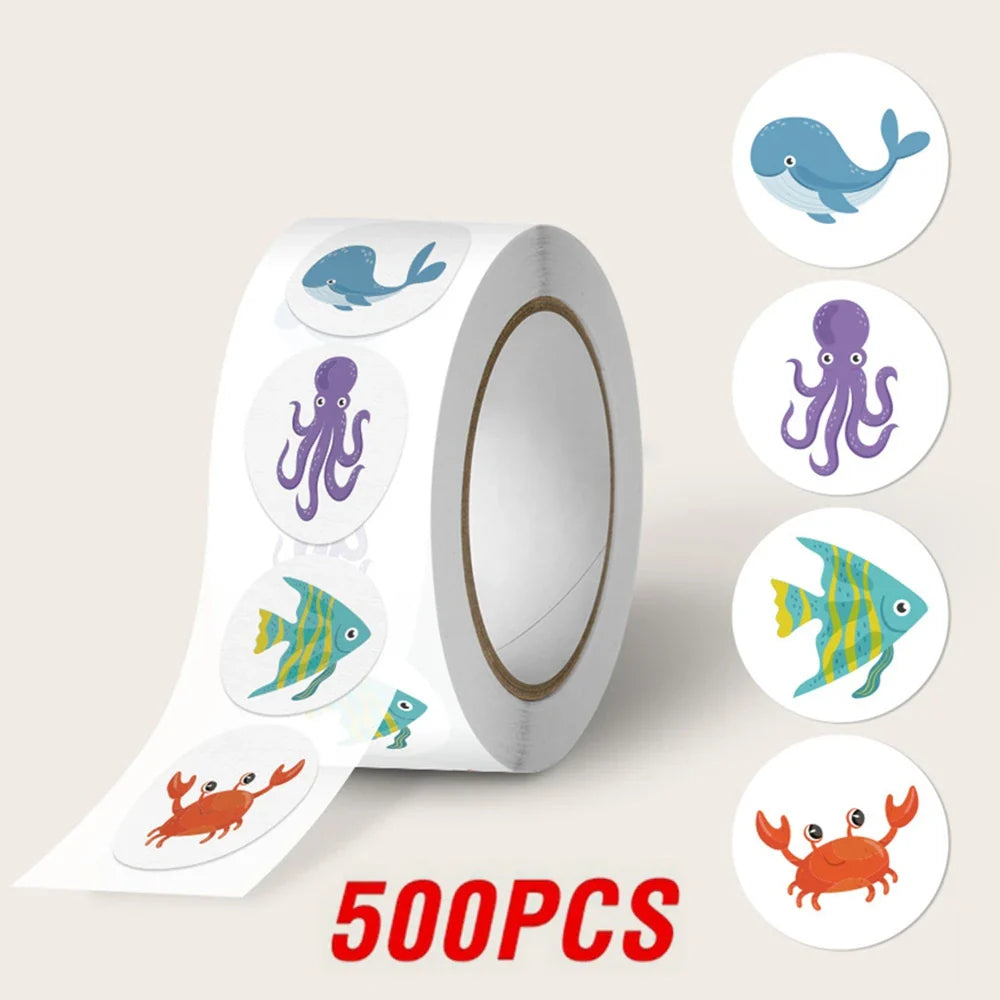 100-500pcs Cartoon Animal Sticker Reward Label Thank You Cute Game Sticker DIY Gift Sealing Label Decoration Supple (ONLINE ORDER ONLY)