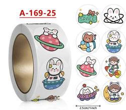 500Pcs Children's Cartoon Animal Stickers Baby Stickers Kindergarten Inspirational Little Red Flower Reward Roll Stickers (ONLINE ORDER ONLY)